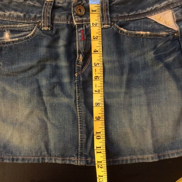 REPLAY Distress Fade Blue Denim Jean Mini Skirt S - Picture 3 of 8